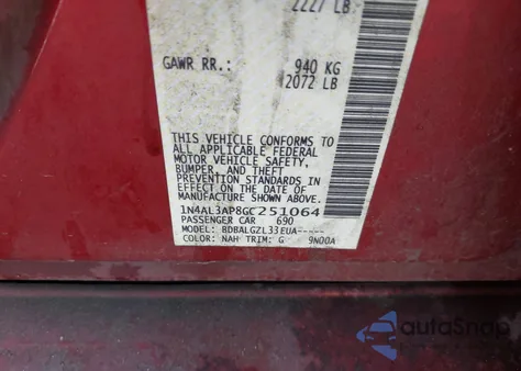 2016 Nissan Altima 2.5/2.5 S/2.5 Sl/2.5 Sr/2.5 Sv from USA, damaged, VIN 1N4AL3AP8GC251064